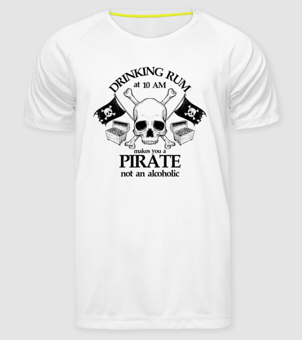 Drinking rum model alb pe tricou