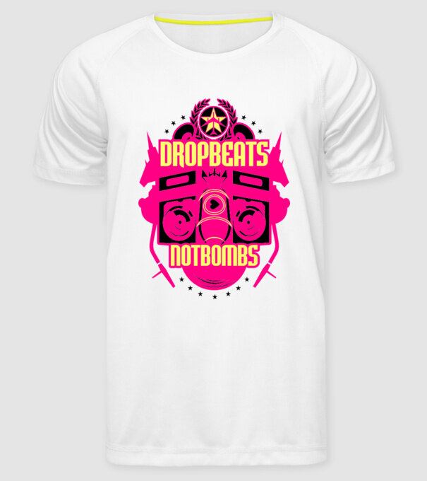 Drop Beats Not Bombs model alb pe tricou