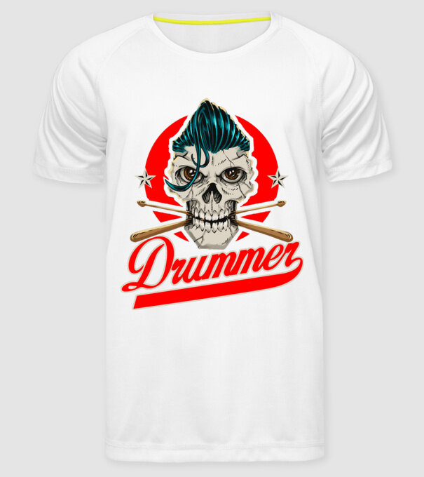 Drummer model alb pe tricou
