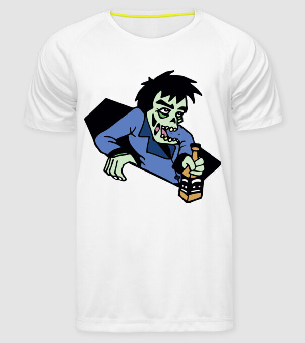 Drunk Zombie model alb pe tricou
