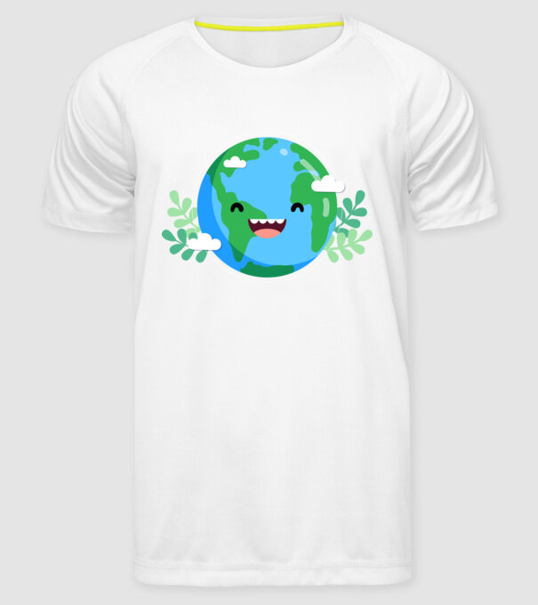 Earth smiley model alb pe tricou
