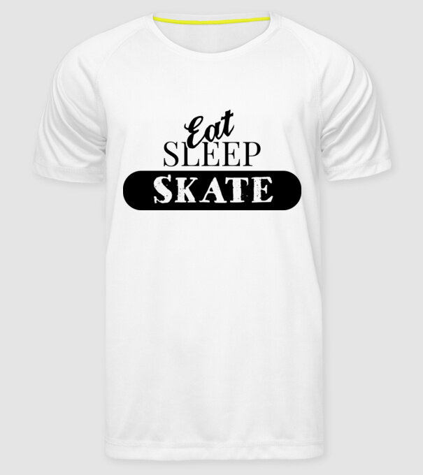 eat sleep skate model alb pe tricou