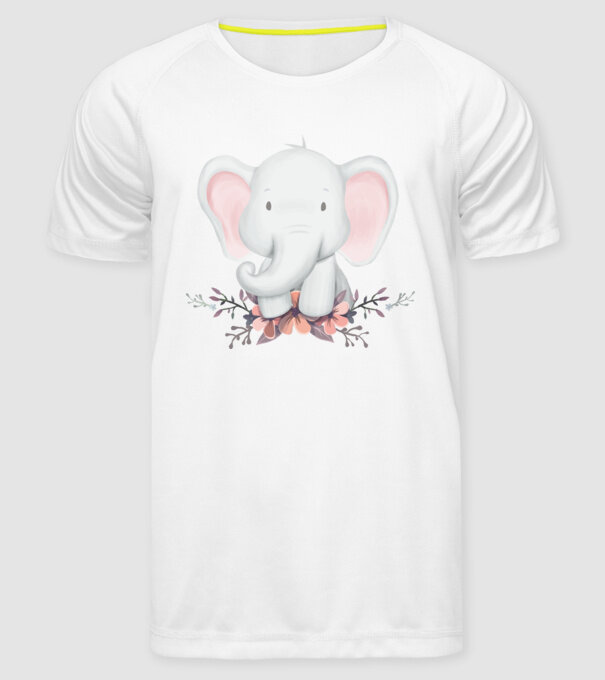 Elefant cu flori model alb pe tricou