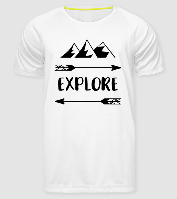 Explore mountains model alb pe tricou