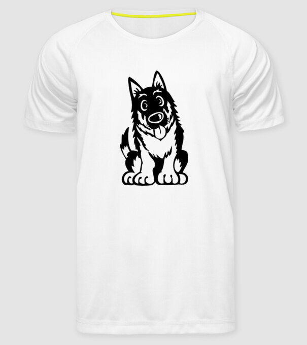 câine lup model alb pe tricou