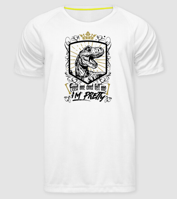 'Feed me and tell me i''m pretty' model alb pe tricou