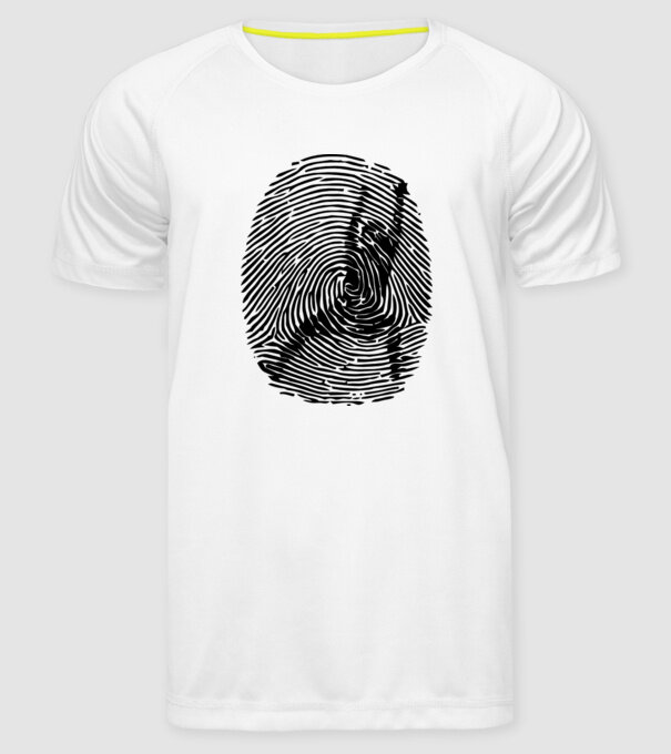 fingerprint model alb pe tricou
