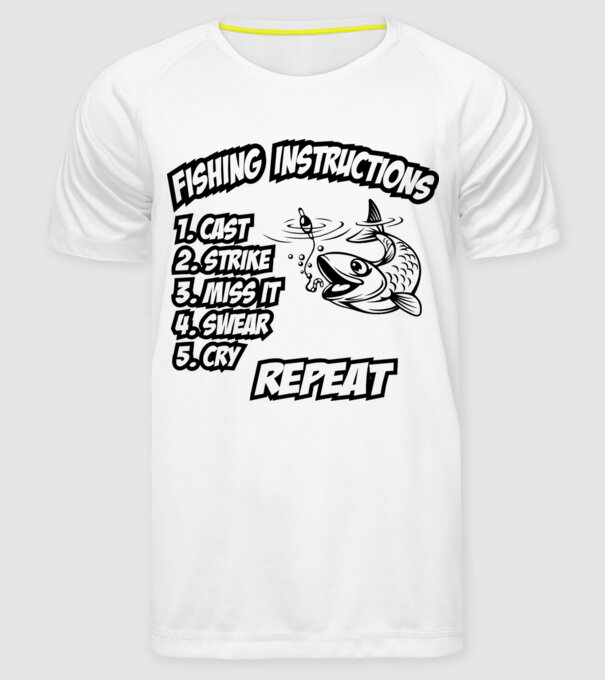 Fishing instructions model alb pe tricou