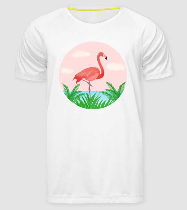 Flamingo model alb pe tricou