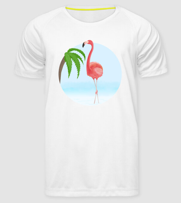 Flamingo model alb pe tricou
