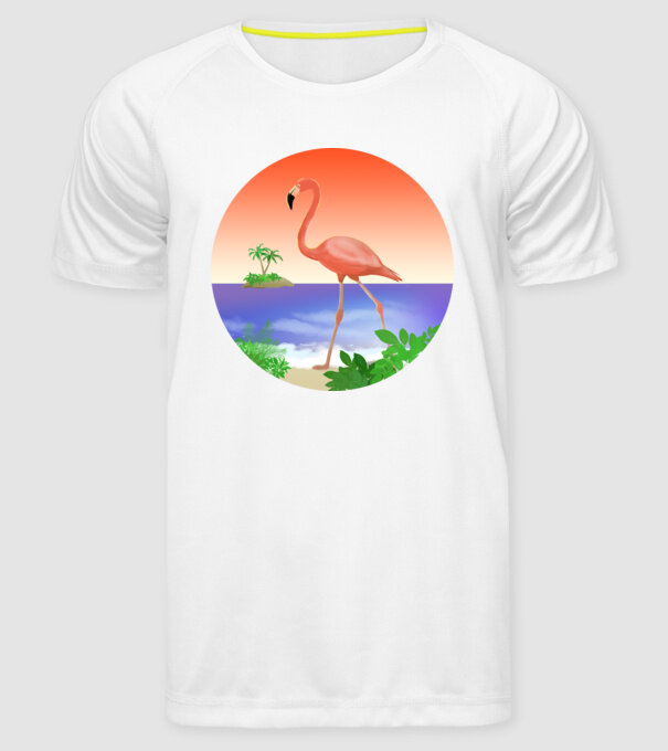 Flamingo model alb pe tricou