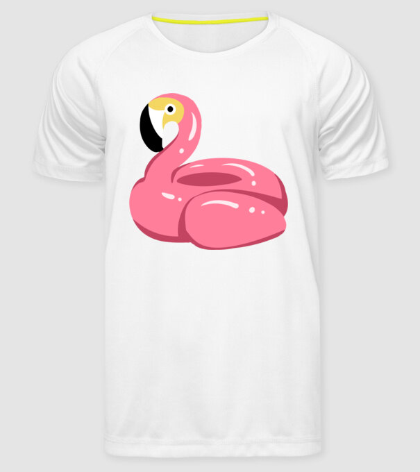 Flamingo colac de înot model alb pe tricou