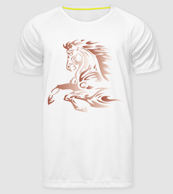 cal alergând model alb pe tricou