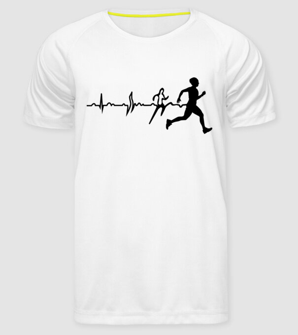 bărbat alergător ecg model alb pe tricou