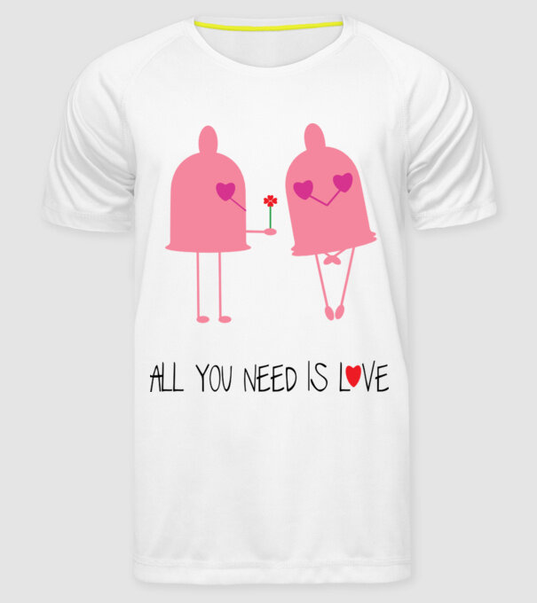 All you need is love model alb pe tricou