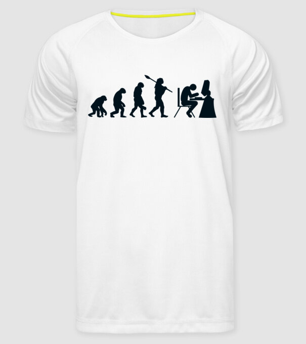 Game evolution model alb pe tricou