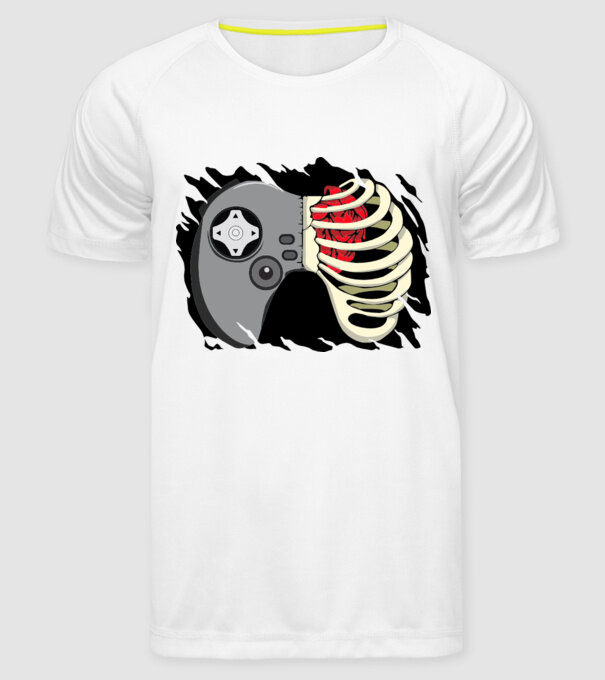 Inimă Gamer model alb pe tricou