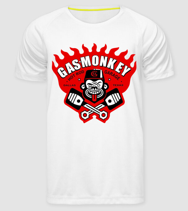 Gas Monkey model alb pe tricou