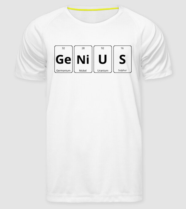 Genius periodic model alb pe tricou
