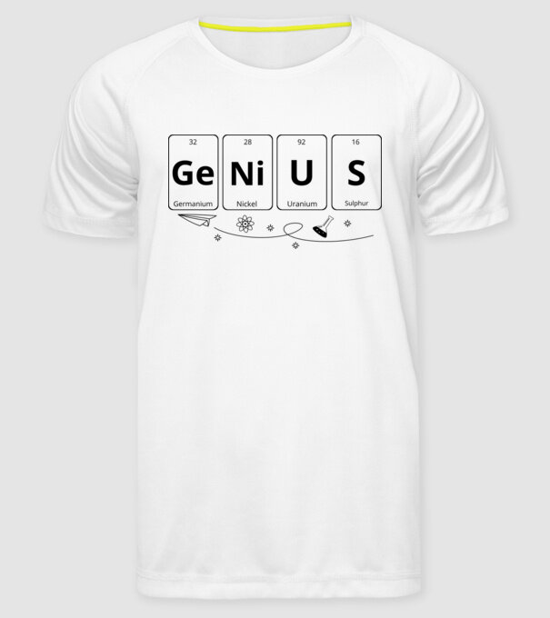 Genius periodic model alb pe tricou
