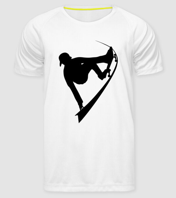 Skateboarder model alb pe tricou