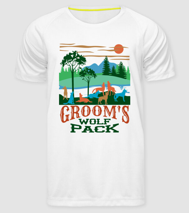 Grooms wolf pack model alb pe tricou
