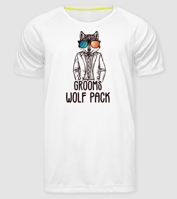 Grooms wolf pack model alb pe tricou