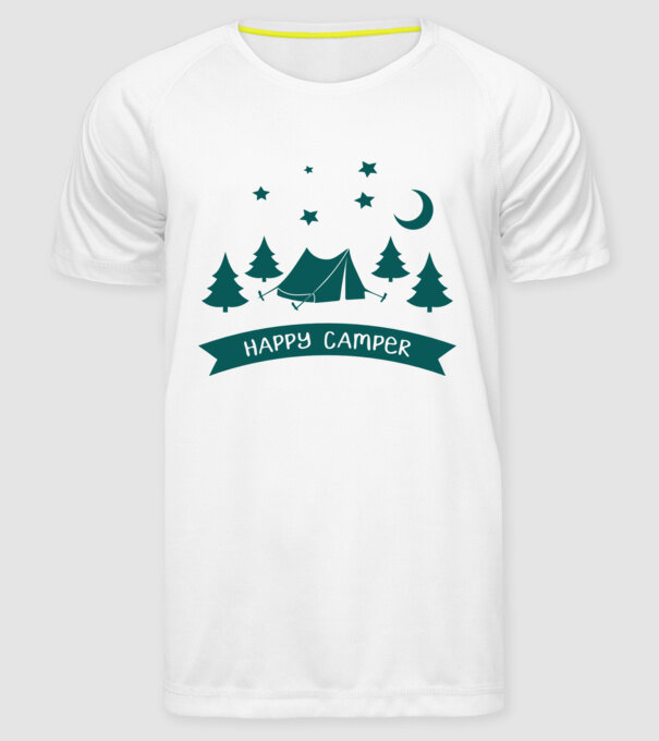 Happy camper tent model alb pe tricou