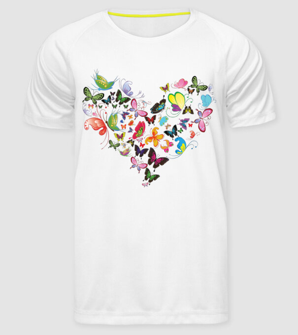 Butterfly Heart model alb pe tricou