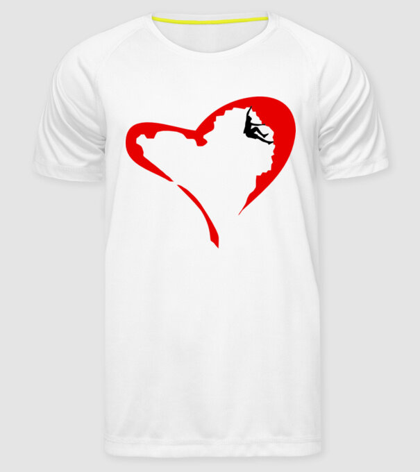 heartclimb model alb pe tricou