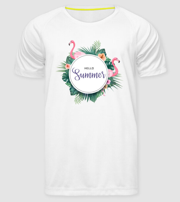 Hello summer model alb pe tricou
