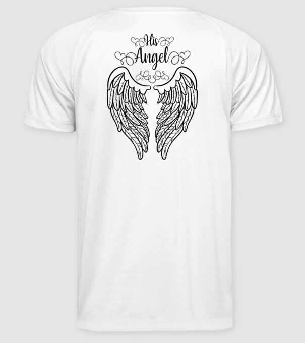 His Angel model alb pe tricou