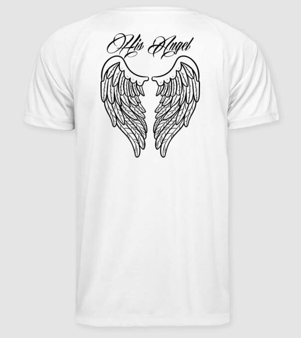 His Angel model alb pe tricou