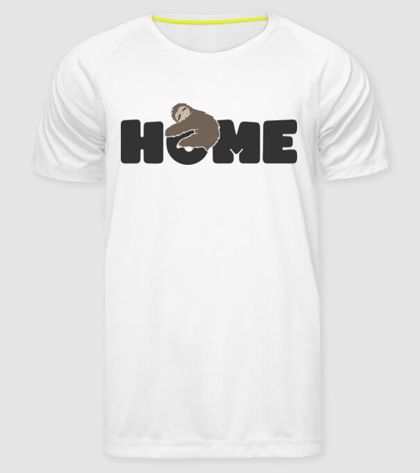 Home Sloth model alb pe tricou