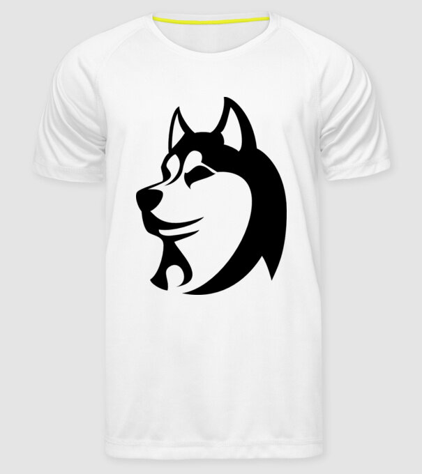 Husky model alb pe tricou