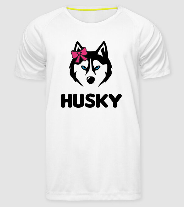 Husky fată model alb pe tricou