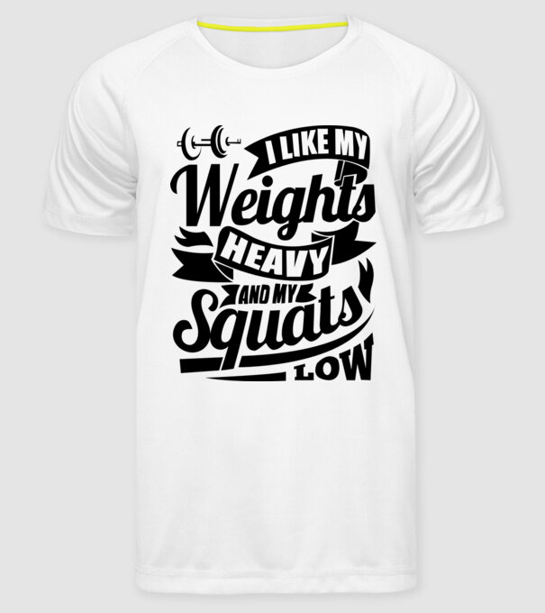 I like my weights model alb pe tricou