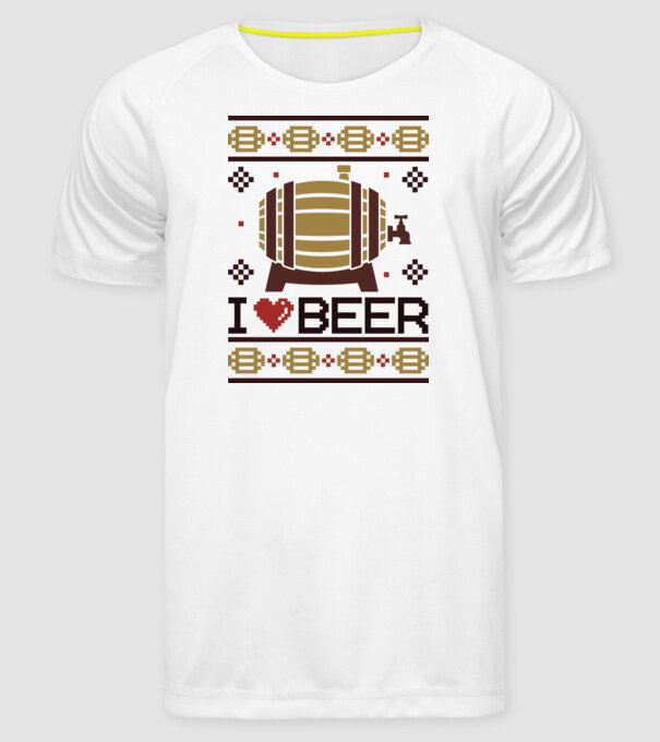 I love beer ugly sweater model alb pe tricou