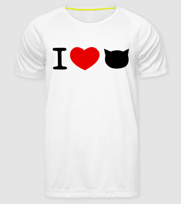 I love Pisică model alb pe tricou