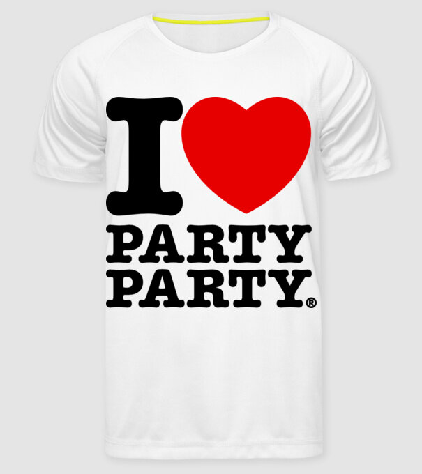 I love party party model alb pe tricou