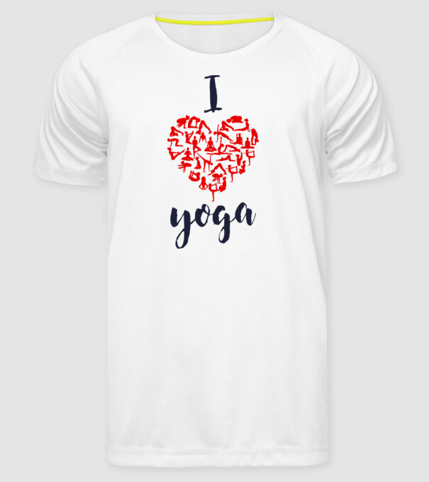 I love yoga model alb pe tricou