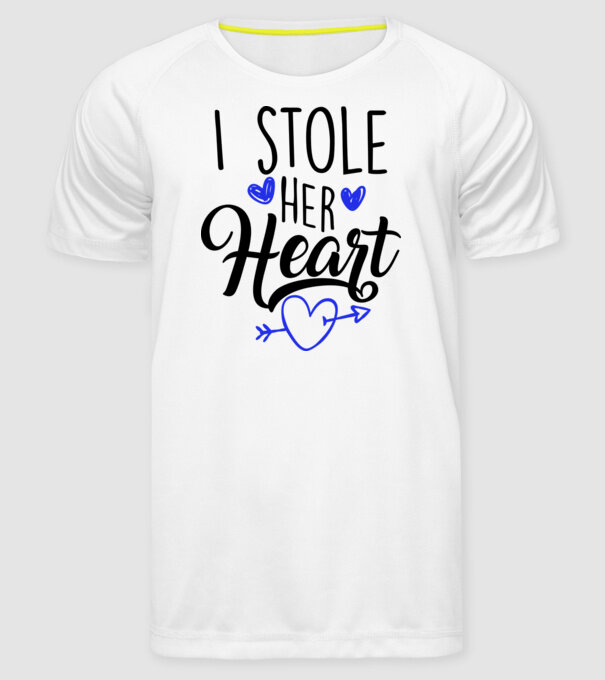 Cuplu I stole her heart model alb pe tricou