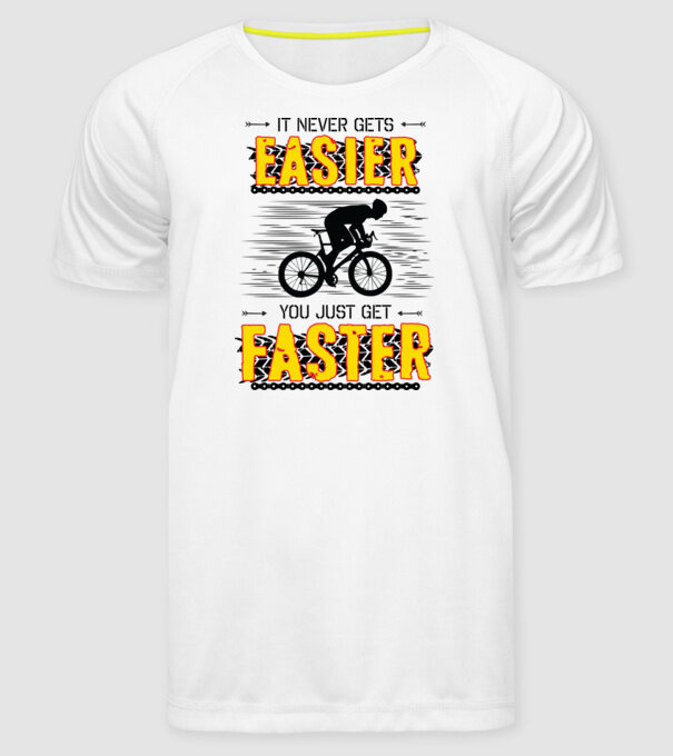 it never gets easier model alb pe tricou