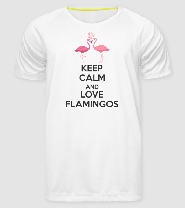 KEEP CALM and love flamingos dark model alb pe tricou