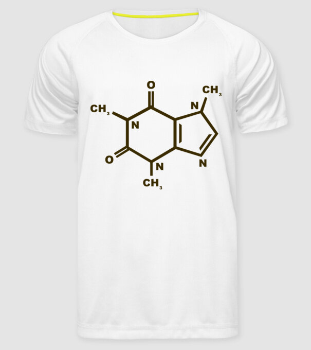Coffeine model alb pe tricou