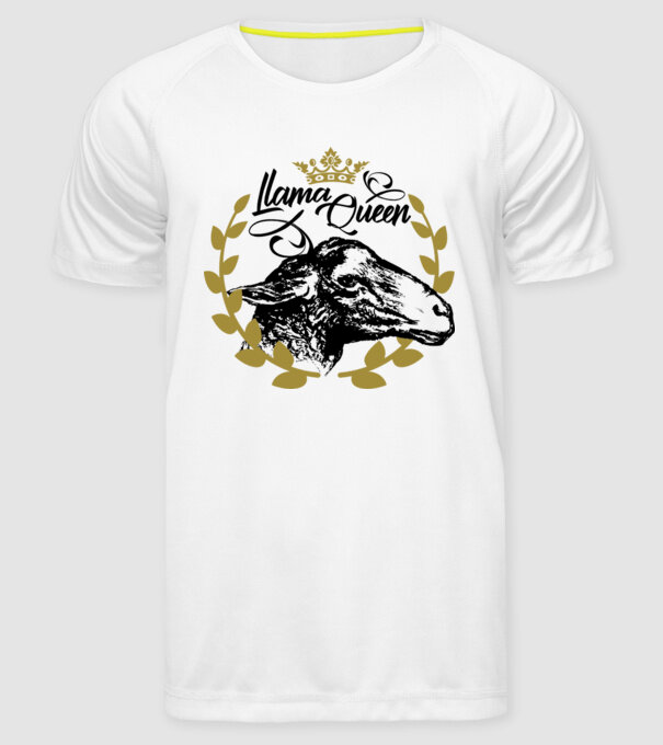 Lama Queen model alb pe tricou