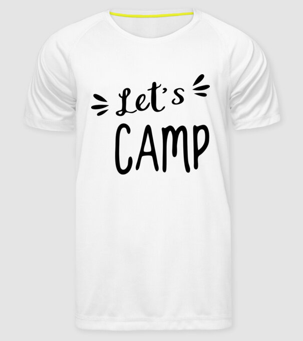 'Let''s camp' model alb pe tricou