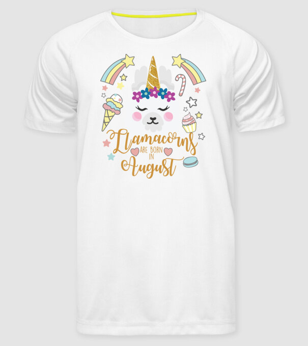 Llamacorns are born in August model alb pe tricou