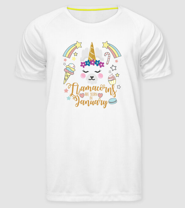 Llamacorns are born in January model alb pe tricou