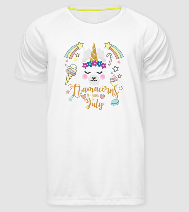 Llamacorns are born in July model alb pe tricou